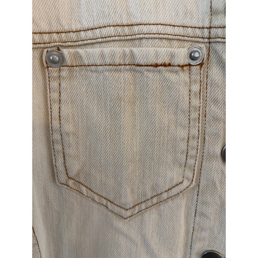 Whiteroom + Cactus Cotton Denim Shirt Dress Beige Snap Button Utility Size M - Picture 9 of 10